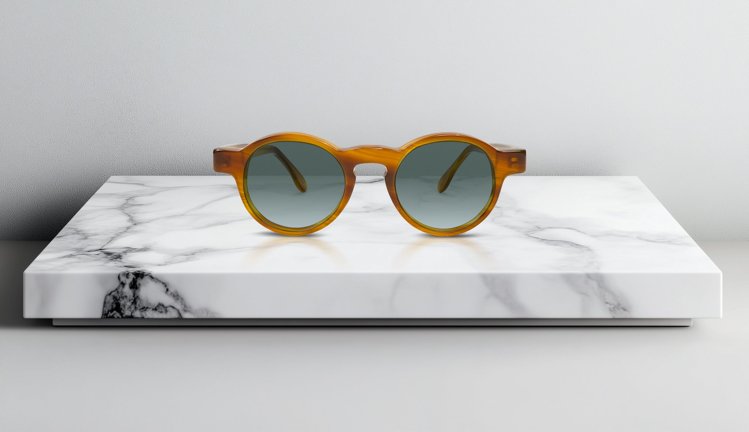 OPR Eyewear The Oliviero Sunglasses – Handcrafted Italian Round Frames in Honey with Polarized Lenses